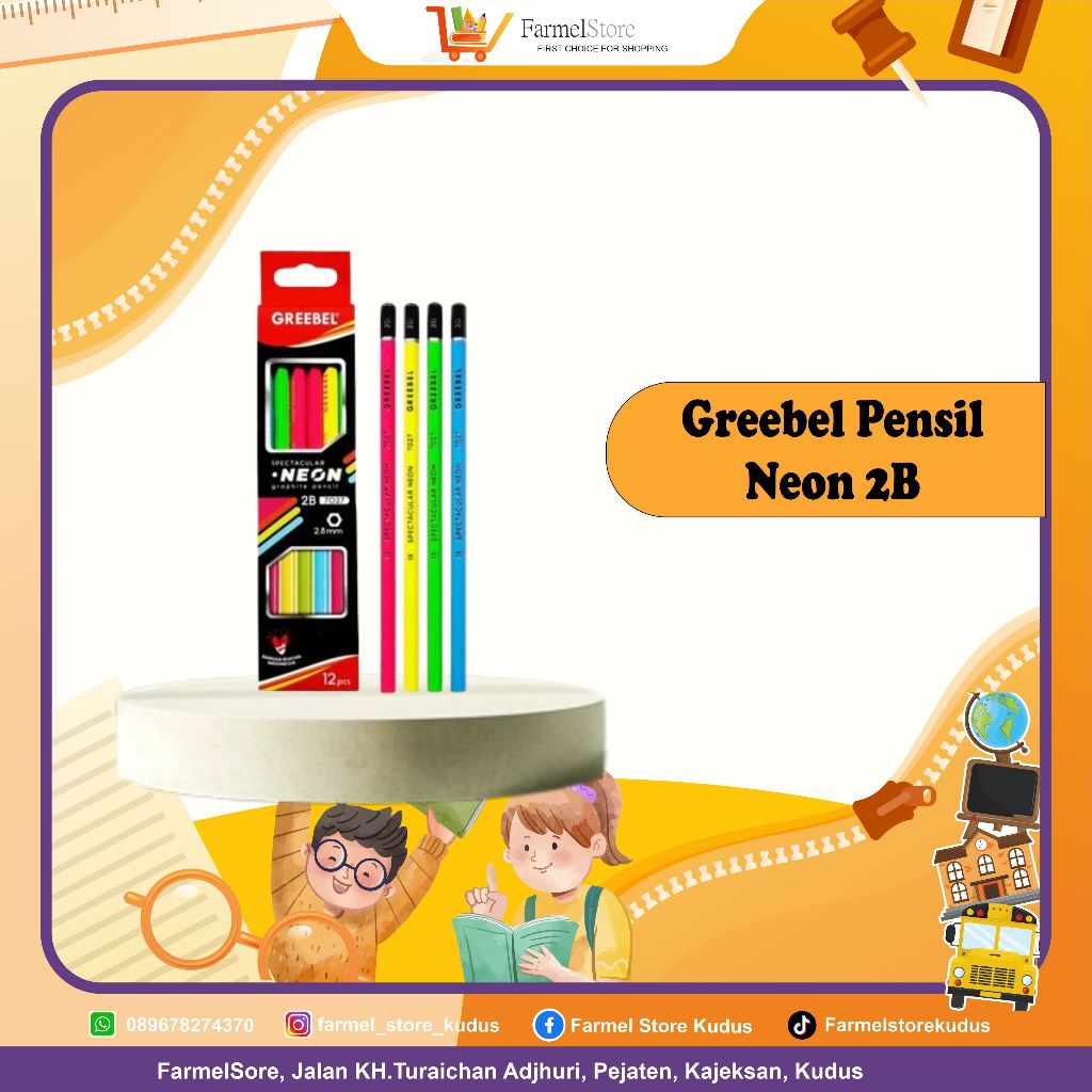 

GREEBEL PENSIL 2B NEON (Isi 3,6pcs)