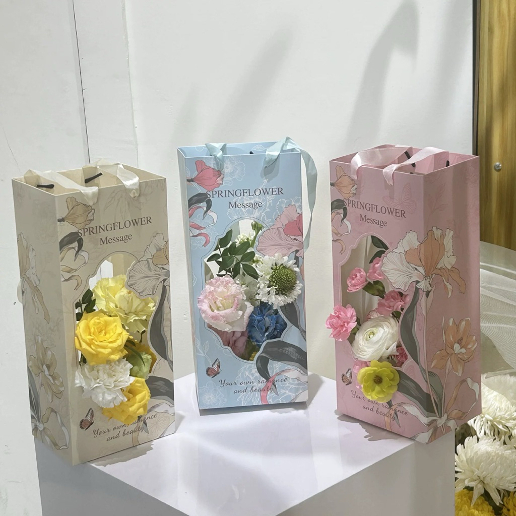 

[Min 5 PCS] Flower Box Tenteng Pita | Kotak Bunga Hari Ibu | Kotak Bunga Valentine