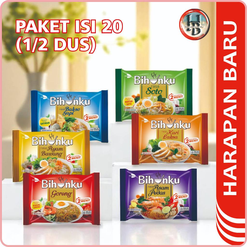

BIHUNKU Mie Instan Aneka Rasa - Isi 20 pak - Ayam Bawang Asam Pedas Goreng Kari Laksa Soto