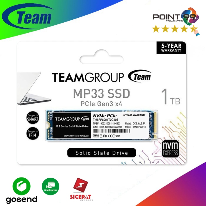 Team MP33 1TB SSD NVMe M.2 / M2 1TB/1000GB - NVMe 1TB