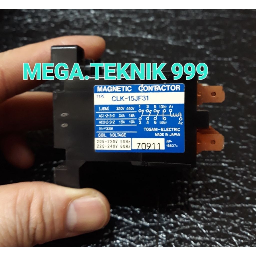 Togami CLK-15JF31 220VAC kontaktor Togami CLK-15JF31 220VAC