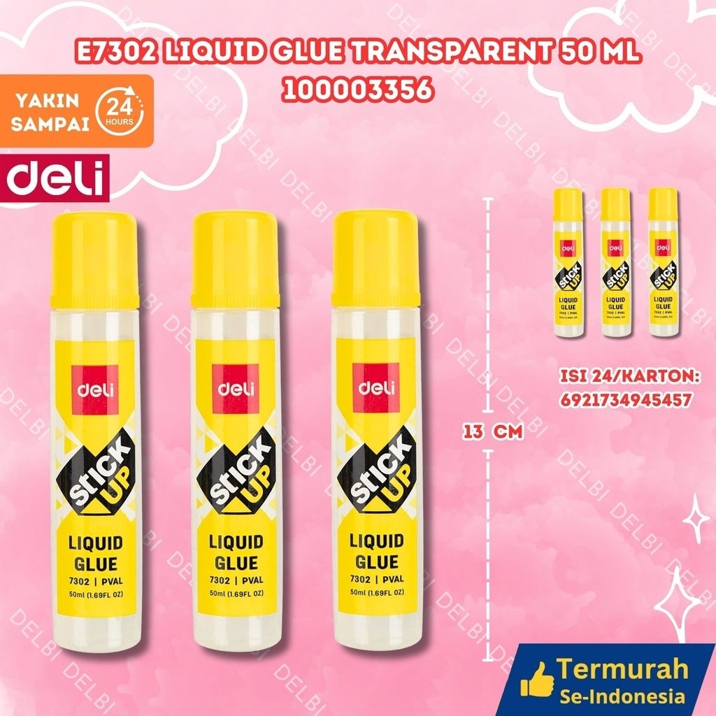 

E7302 Liquid Glue Transparent 50ml DELI LEM CAIR BX24 BX360