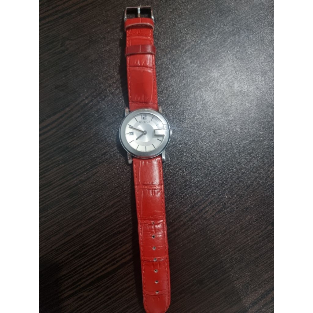 Jam cowok Gucci original red leather
