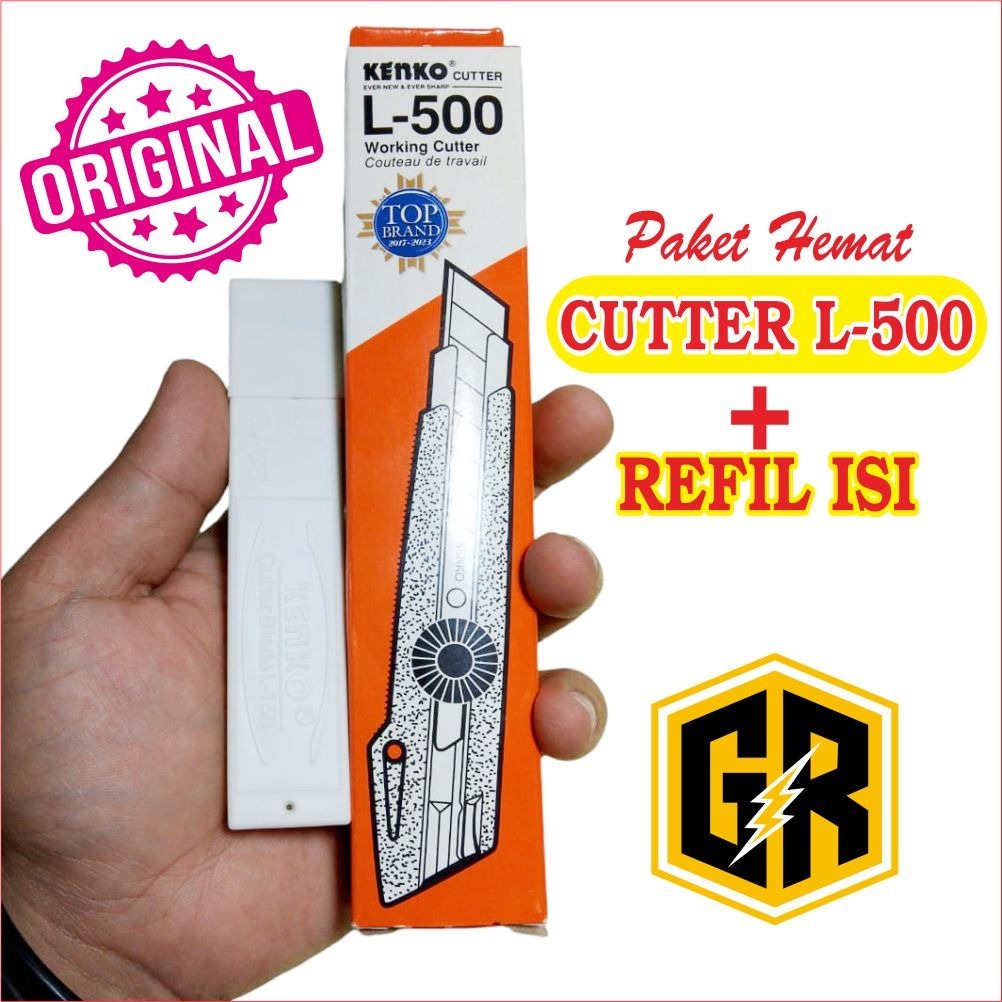 

PROMO PAKET CUTTER + REFIL ISI CUTTER KENKO L-500 CUTTER BESAR / Pisau Cutter Kenko