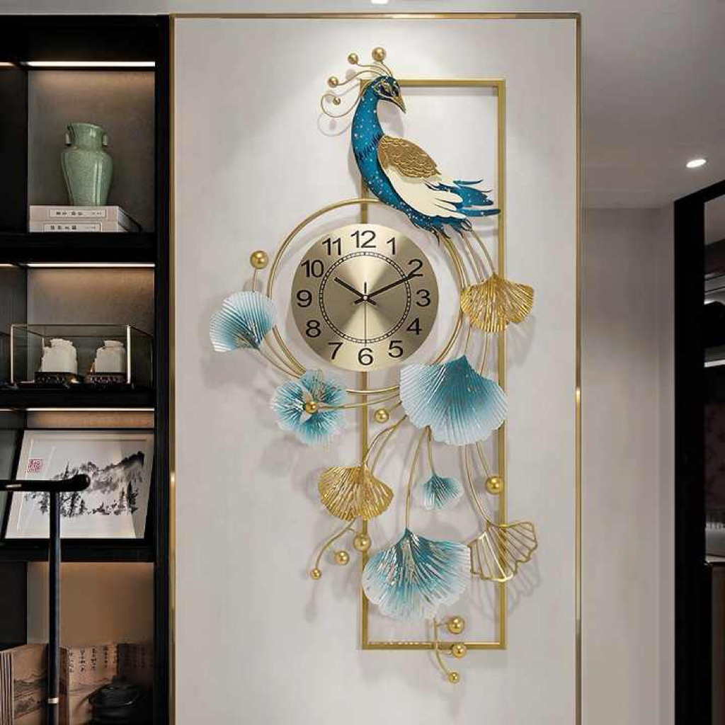 TERMURAH Jam dinding merak jumbo 100cm hiasan dinding jam dinding merak