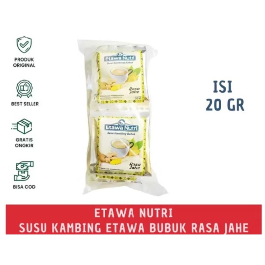 

Susu Kambing Etawa Rasa Jahe Sachet Kemasan 20 gram Isi 10