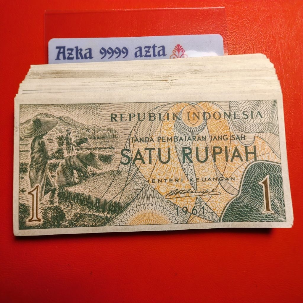 1 rupiah bekas utuh tahun campur 1960 1961