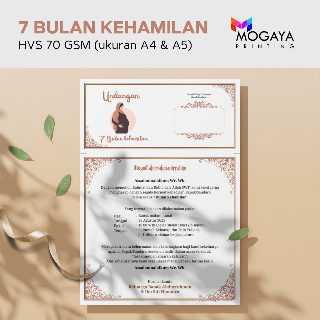 MOGAYA PRINTING - Undangan 7 Bulan Kehamilan - Tasyakuran Kehamilan - Tingkepan - Pitonan - Hamli