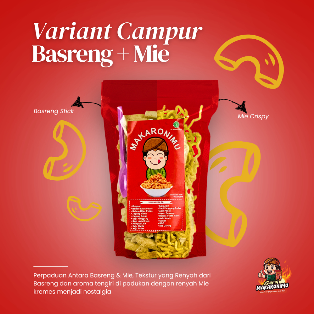 

Gerai Makaronimu | BASRENG MIX MIE CRISPY | Basreng Pedas / Basreng Pedas Daun Jeruk / Basreng Stick