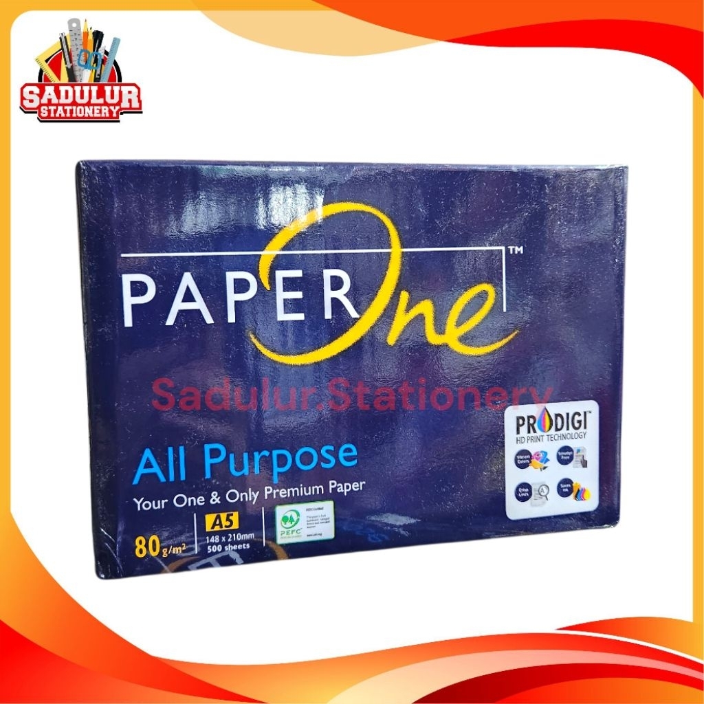

1Rim Kertas HVS Paperone A5 80gsm Kertas Faktur Brosur 80 gram