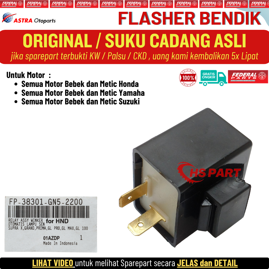 Flasher Relay Sein Sen Honda Astrea Star Prima Grand Impressa Legenda Supra Kirana Original Federal