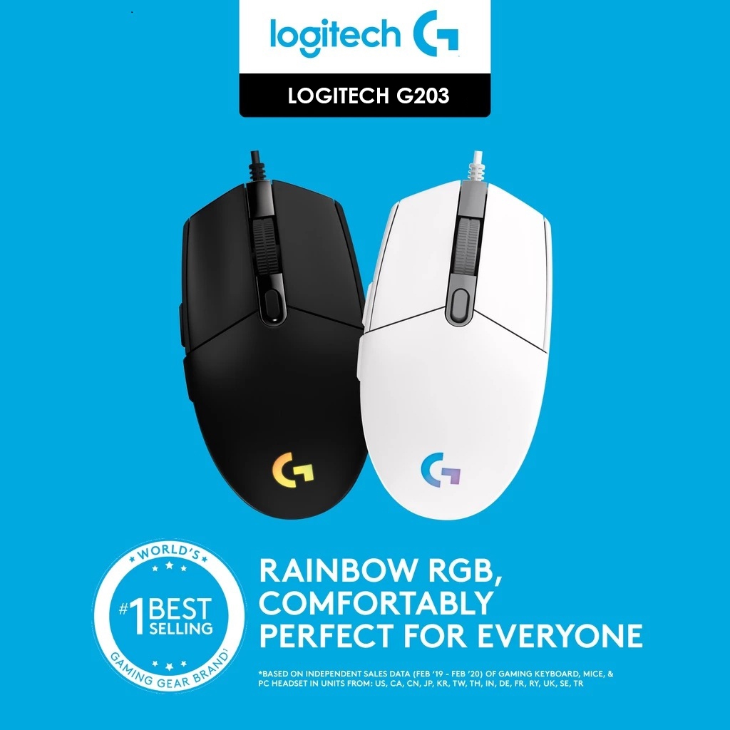 Logitech G203 Mouse Gaming Wired RGB Lightsync