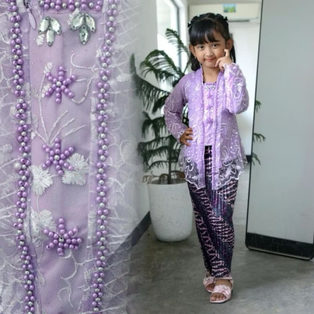 Setelan Kebaya Payet Anak Perempuan / Baju Kebaya Wisuda Anak Motif Terbaru / Fahion Anak Tk-Sd / Ke