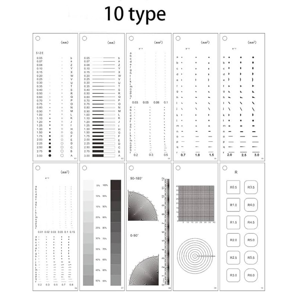

Alat Ukur Penggaris Lab Mikroskop Dot Point Gauge Stain 10PCS/Set Dot Microscope Gauge Transparent Film Stain Card Ruler Gauge Point Gauge Transparent Film Stain Card Comparison Card Stain Crack Contrast PET Dot Line Surface Quality Inspection