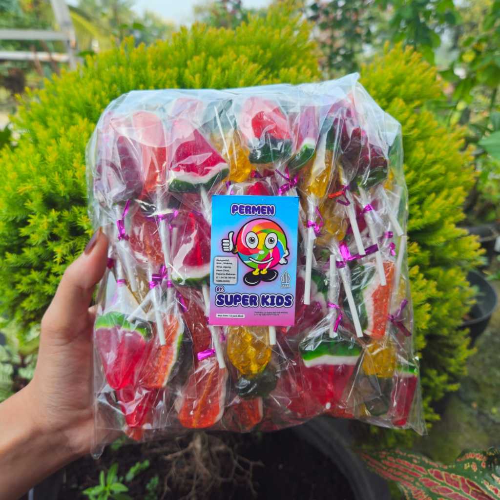 

PERMEN LOLIPOP BUAH SUPER KIDS dengan VARIAN RASA BUAH ISI 100 (Langsung dari pabriknya)