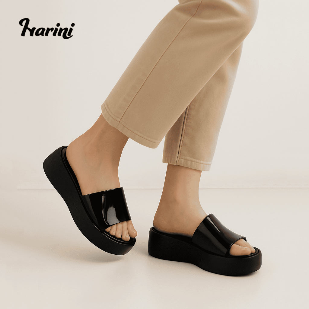 Terbaru Sandal Slop Wedges Wanita Balance Import Sendal Empuk Karet Jelly Bahan Karet Jelly Empuk