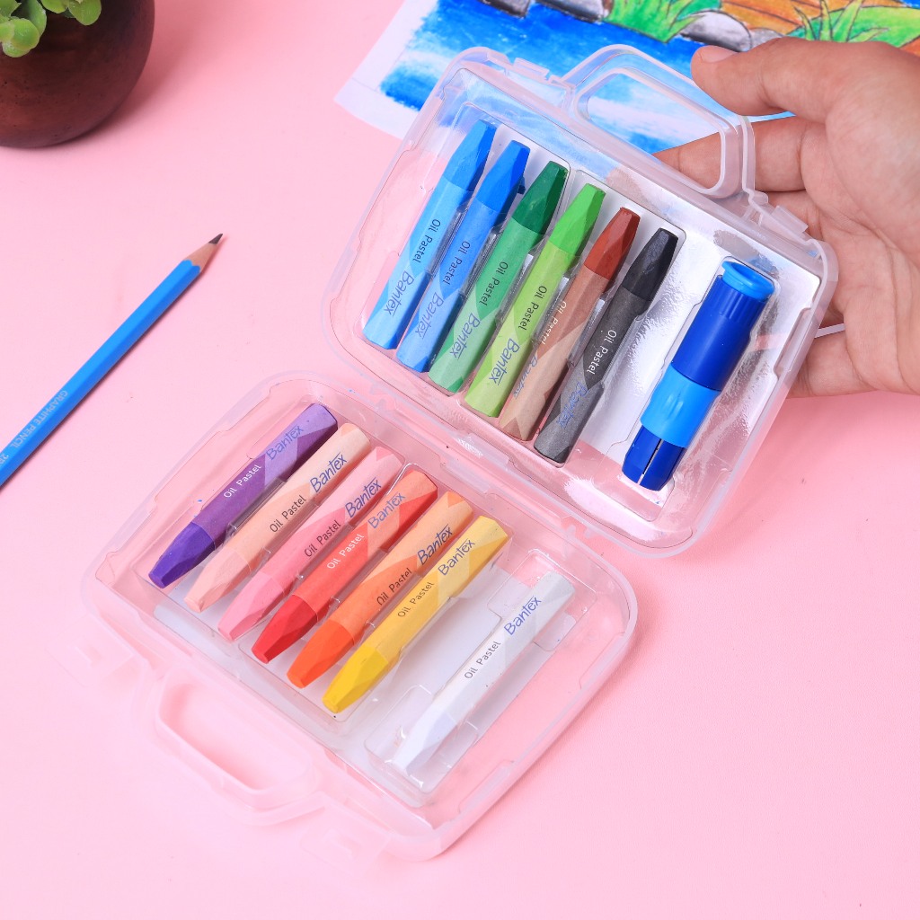 

[Pelangi Stationery] BANTEX Oil Pastel 12 Warna PP Box Warna Cerah Halus