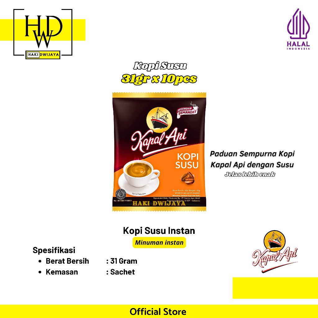 

[10pcs] Kopi Kapal Api Susu / Kopi Hitam + Susu 31gr