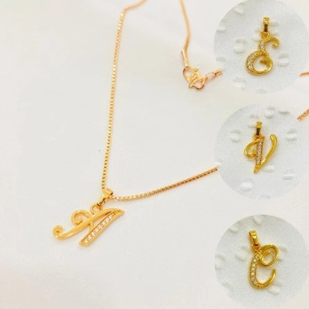 Kalung Huruf / Kalung Inisial / Kalung Nama Model Liontin Lapis Emas Jewelry