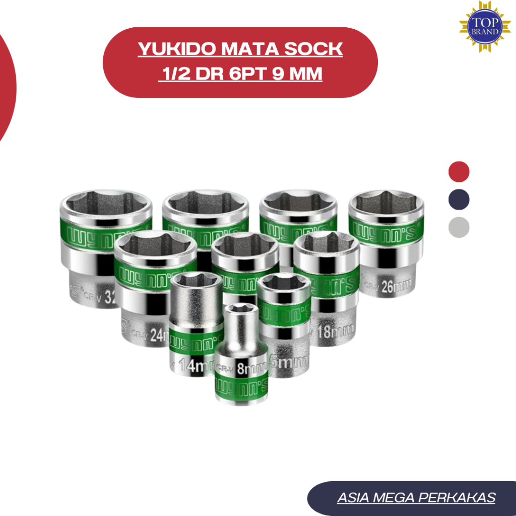 YUKIDO MATA SOCK SHOCK 1/2 INCH YUKIDO CHROME VANADIUM - KUNCI SOCK UKURAN 8MM TERLARIS