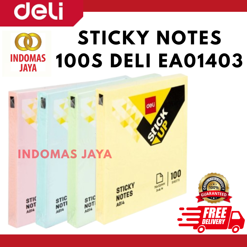 

Deli Memo tempel - Sticky Notes 100 Sheets perekat kuat tahan lama warna neon eye catching EA01403