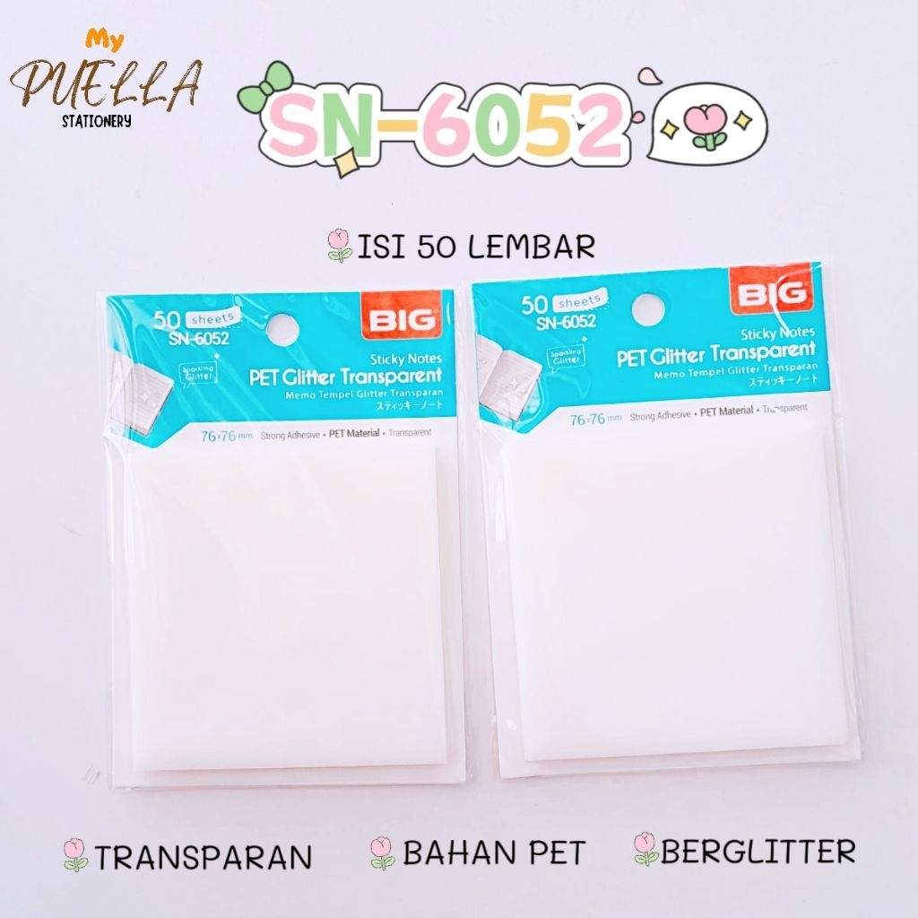 

BIG STICKY NOTES PET GLITTER TRANSPARAN SN-6052