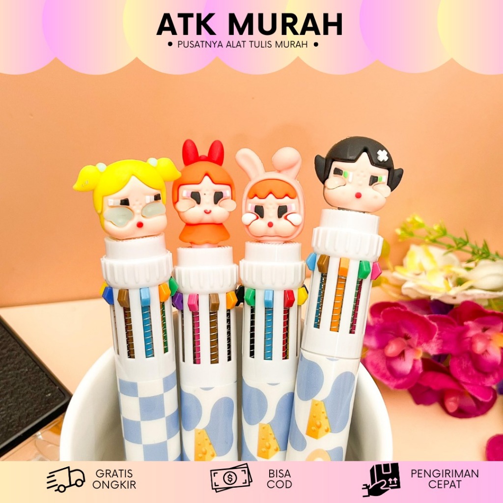 

PULPEN CETEK 10 WARNA CRYBABY POWER PUFF GIRLS PC-1913 PEN LUCU IMUT KADO UNIK SOUVERNIR