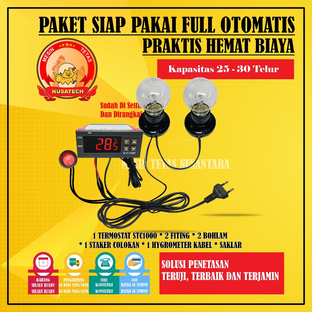 Paket Siap Pakai STC1000 Kapasitas 20 Sampai 30 Butir Telur Mesin Tetas