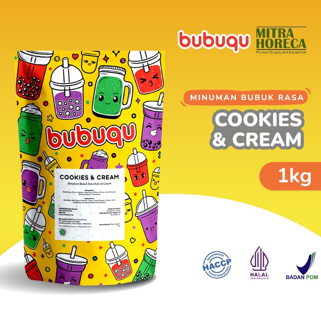 

Bubuqu Cookies & Cream Powder Drink 1 Kg - Bubuk Minuman Biskuit & Krim