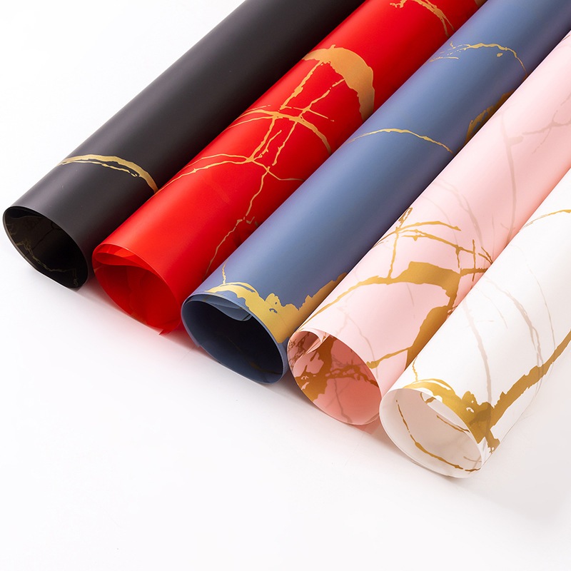 

[ 20 Lembar ] Cellophane Marble Gold 58x58cm Waterproof PREMIUM / Wrapping Paper Motif Marble / Kertas Buket MEWAH