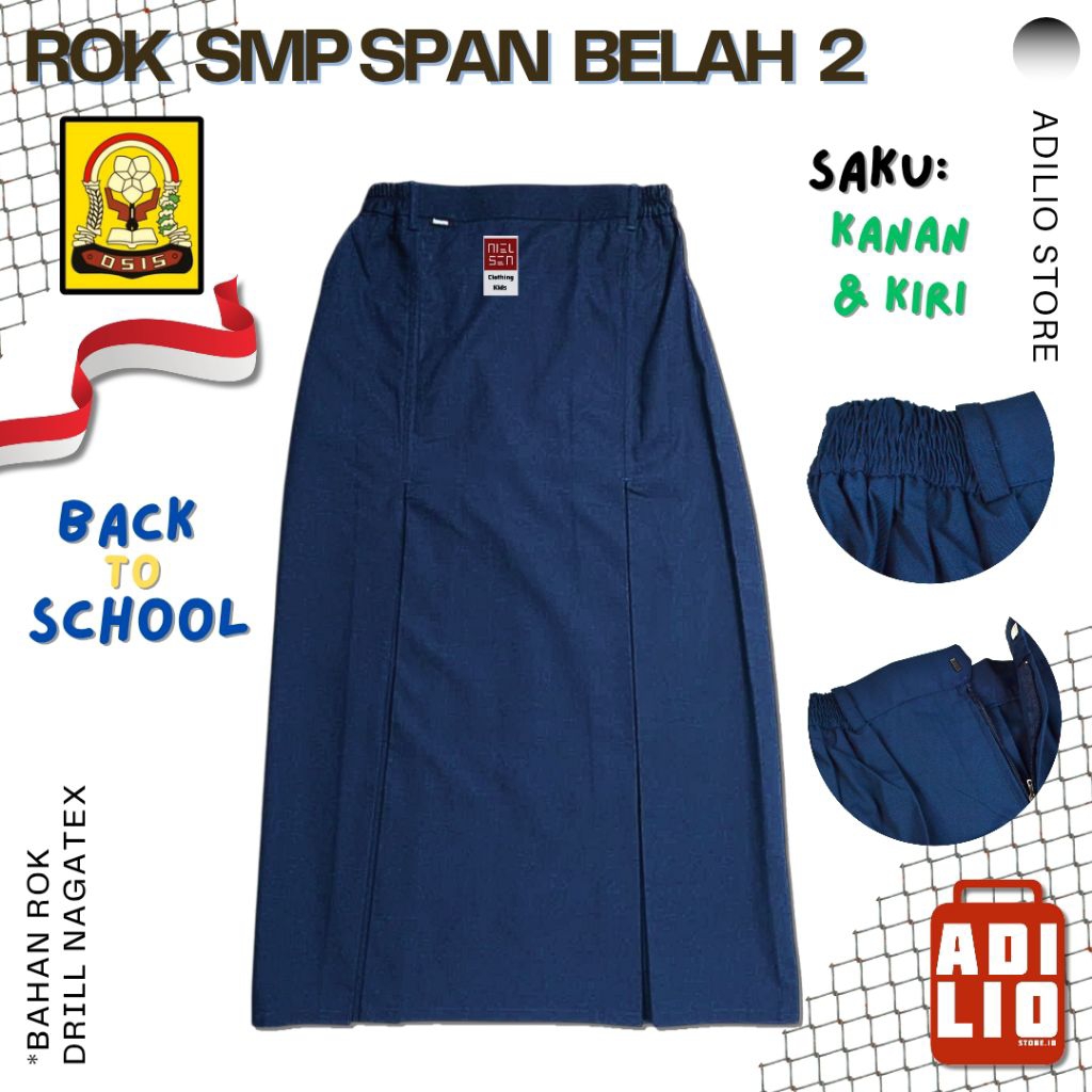 ROK SPAN SERAGAM SEKOLAH ROK SMP SPAN BELAH 2