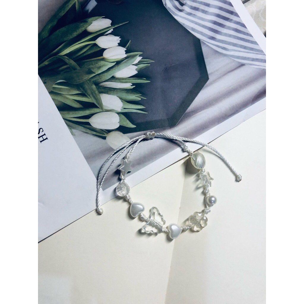 gelang tali nilon putih