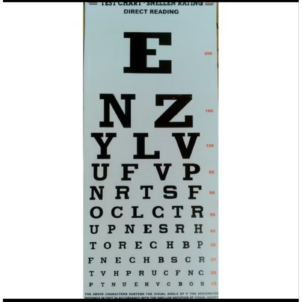 Snellen Chart / Alat Cek Mata / Bagan Tes Mata /Snellen tes Mata