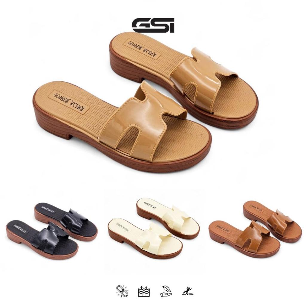 Sandal Wanita Sandal Selop Wanita Hak Pendek Bahan Karet PCU Elastis Gaya Simple Antislip Empuk dan 