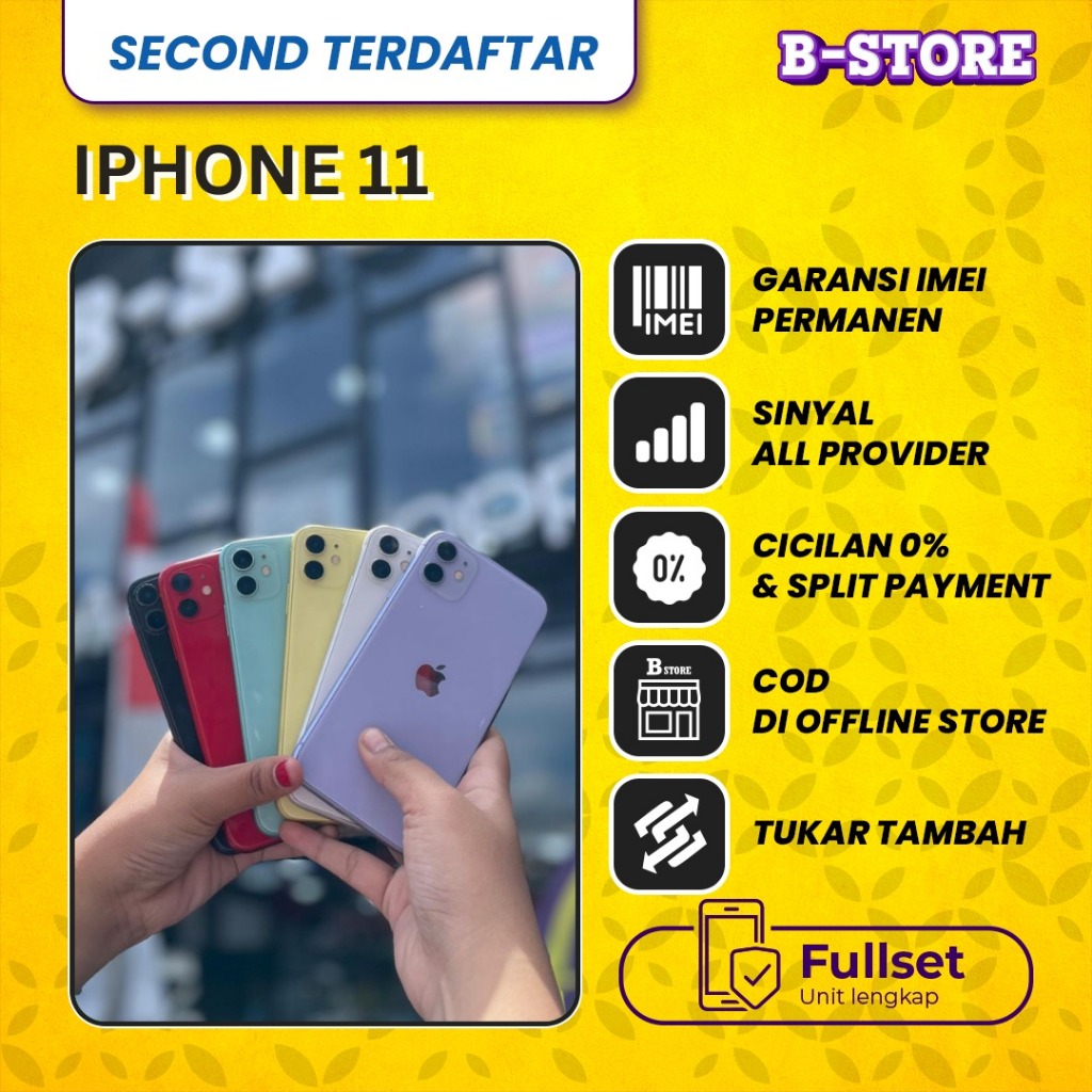 Apple iPhone 11 64GB DUAL NANO SIM / DUAL SIM FISIK - Fullset - 64 GB - Second Terdaftar