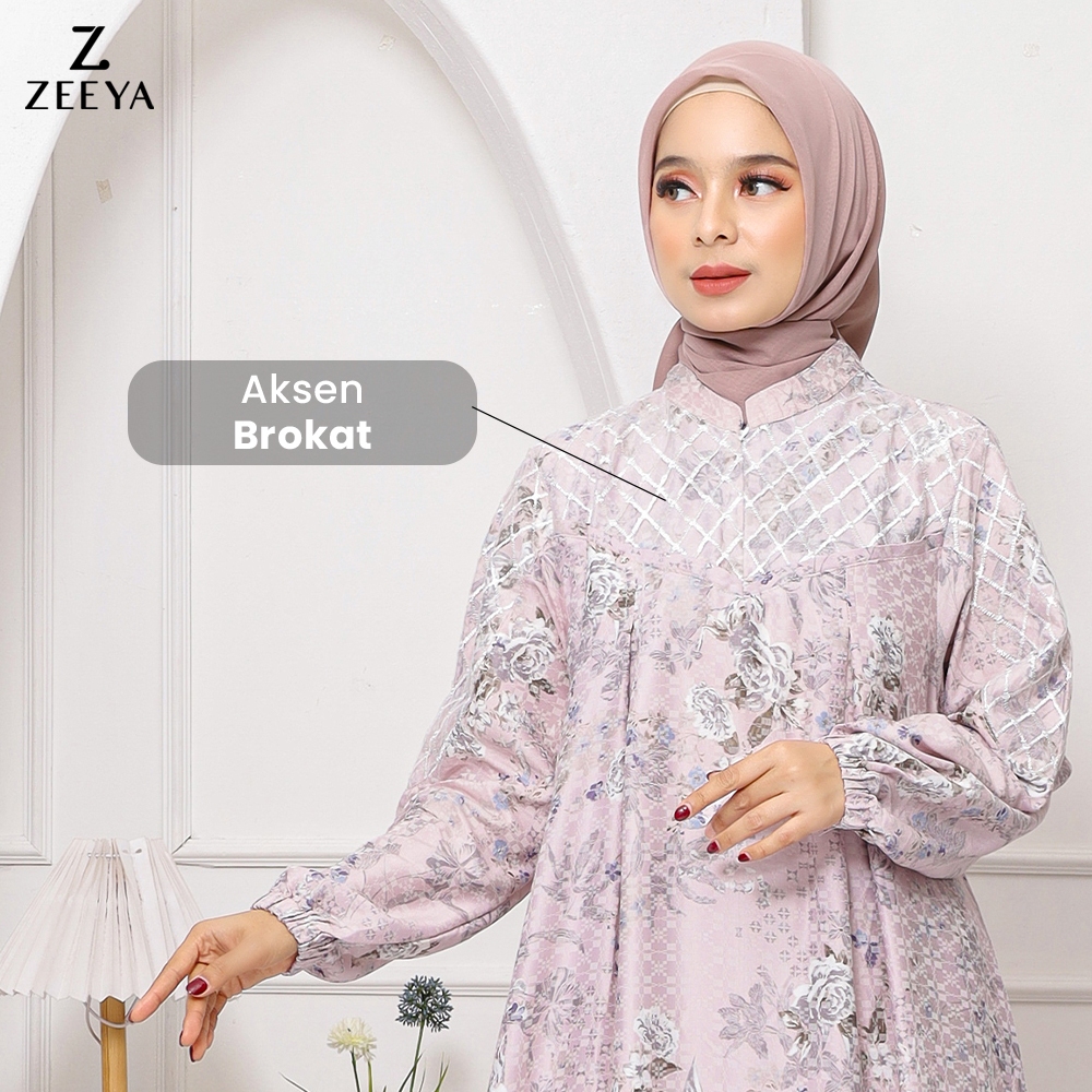 FAVORIT ZEEYA COLLECTION MALIKHA GAMIS WANITA MOTIF ETNIK BAHAN VISCOSE JACQUARD SIZE JUMBO