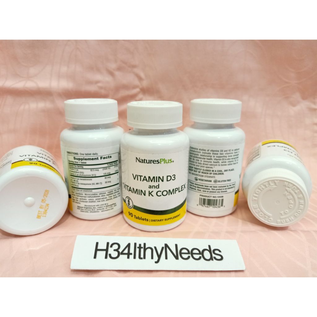 Natures Plus Vitamin D3 and Vitamin K Complex - 90 tablets || NaturesPlus D3 + K Kompleks