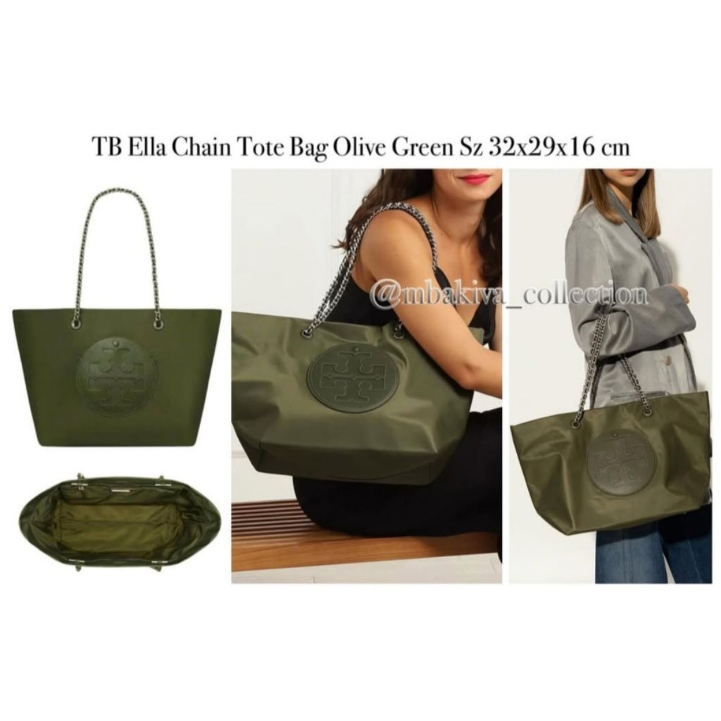 TB Ella Chain Tote Bag Olive Green