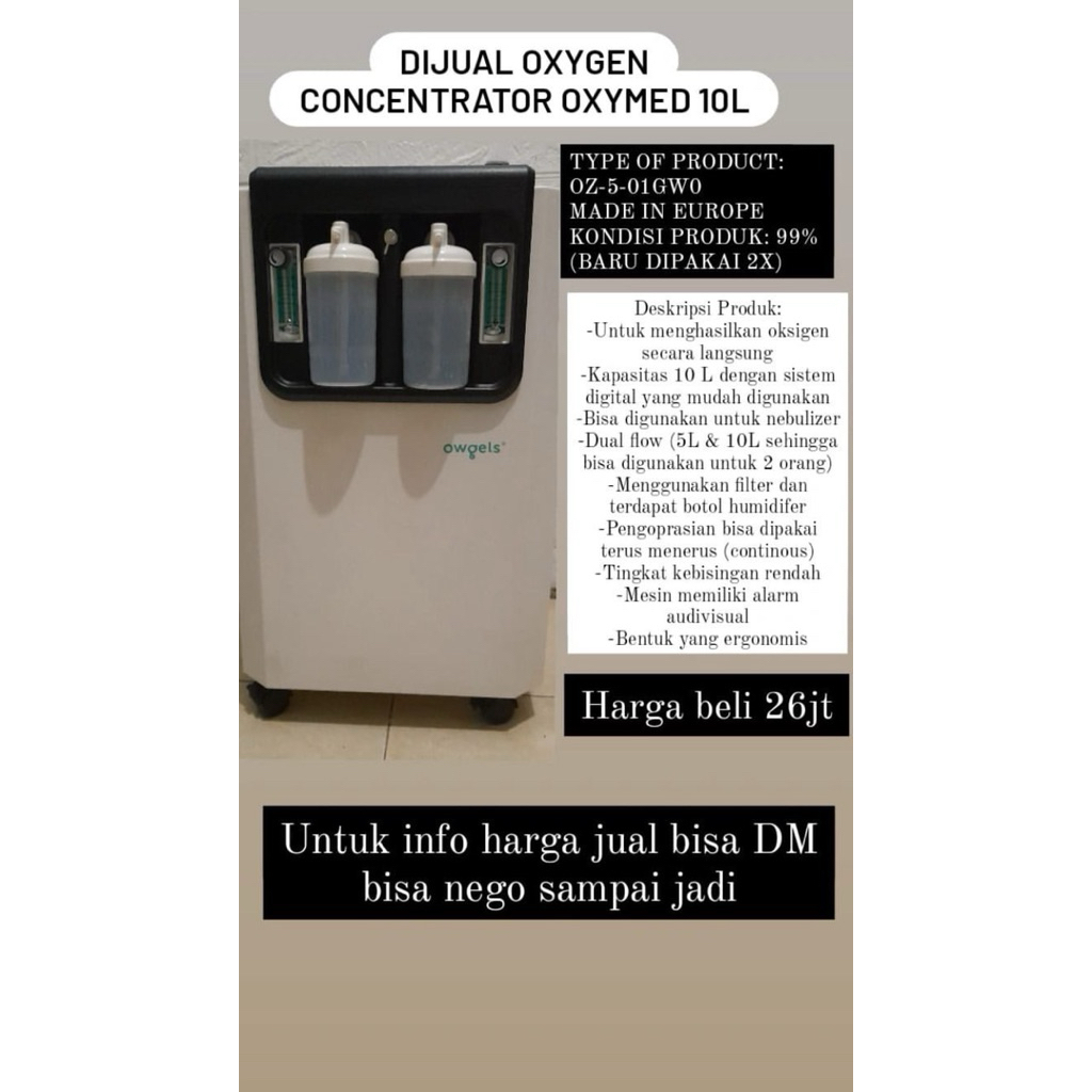 DIJUAL OXYGEN CONCENTRATOR OXYMED 10L