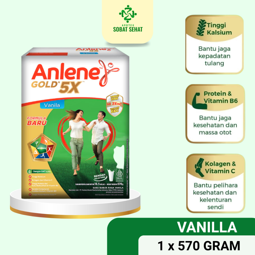 

Anlene Gold 5X Susu Untuk Orang Tua Rasa Vanila 570 gram - susu untuk kalsium tulang,sendi, dan otot