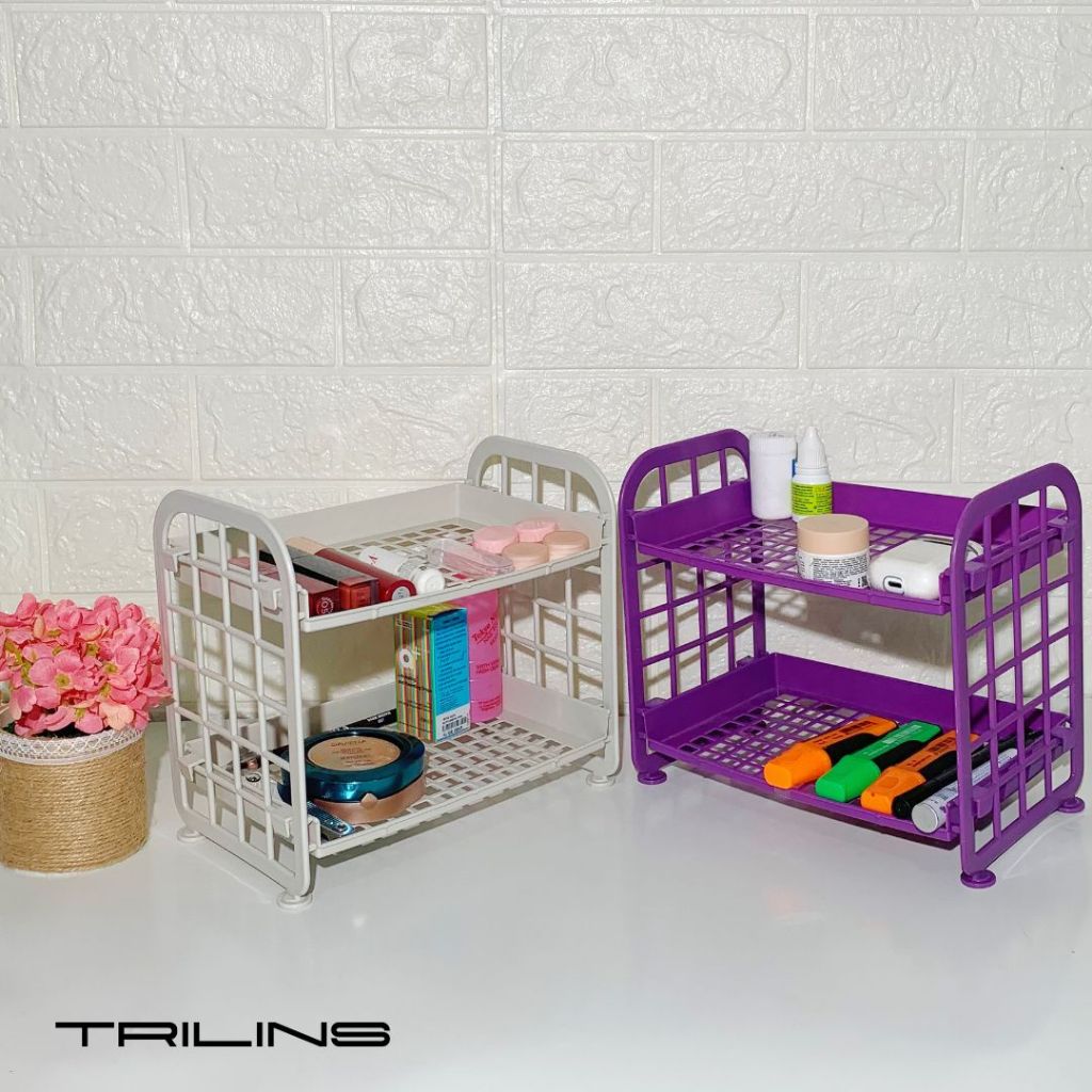 Grosir Rak Jaring Plastik 2 Susun Serbaguna Mini Tempat Bumbu Rak Dapur Atk Kosmetik Aksesories