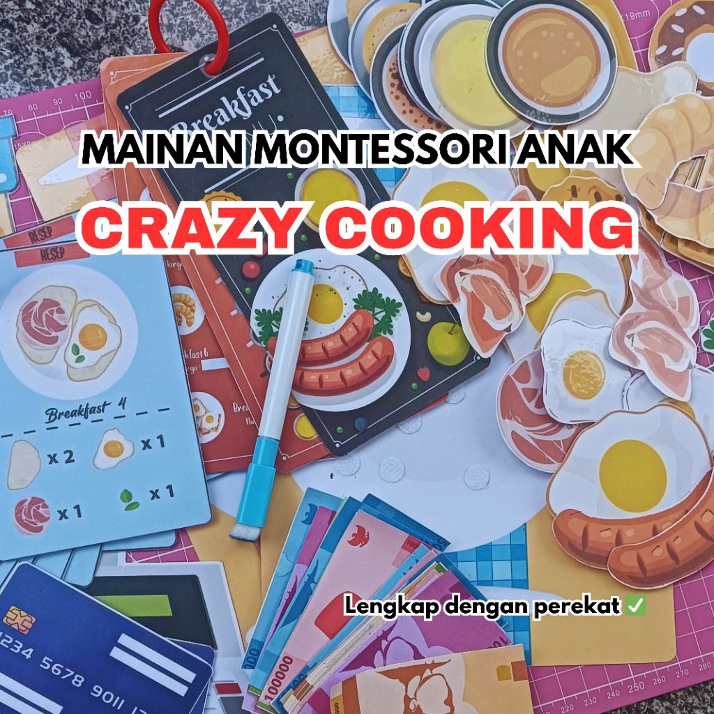 MAINAN MONTESSORI ANAK CRAZY COOKING MAINAN MENEMPEL PUZZLE EDUKASI ANAK PAUD SD SOUVENIR KADO ULANG