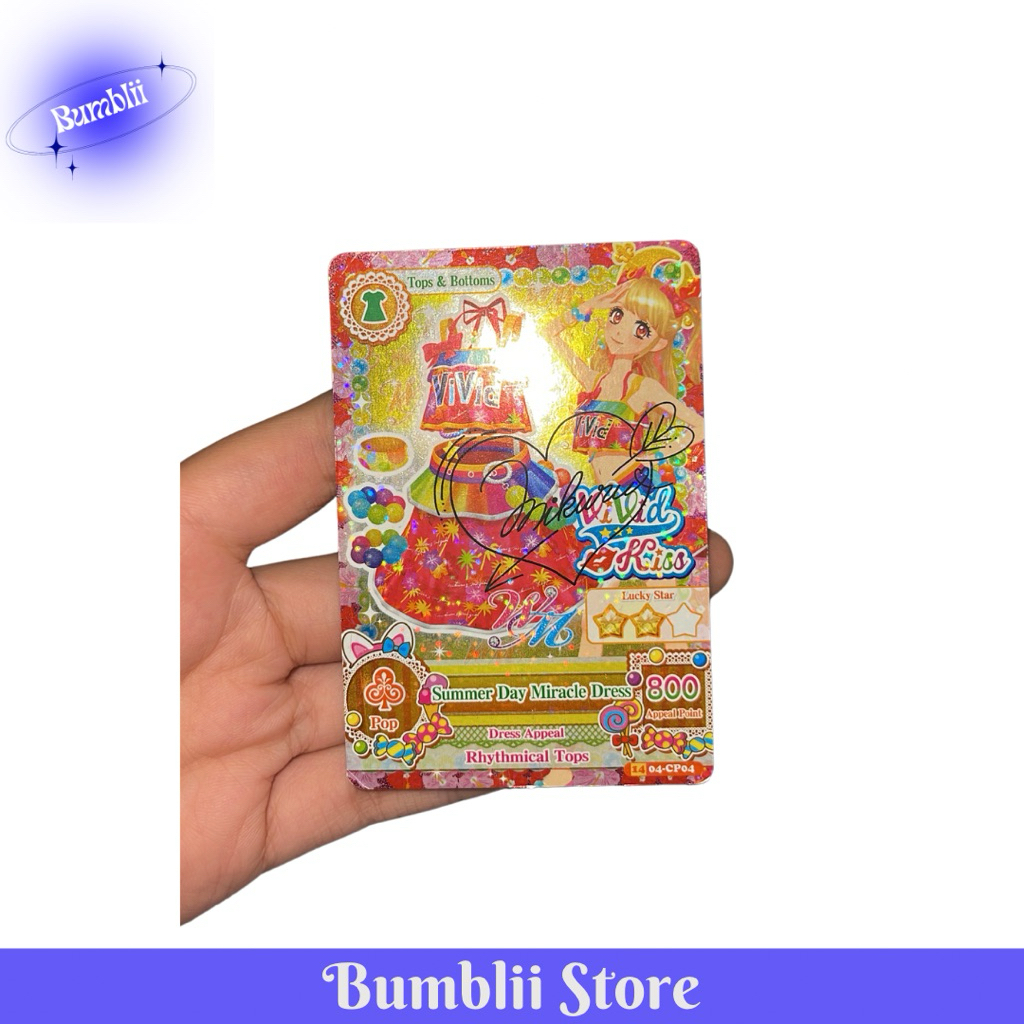 AIKATSU CARD MIKURU VIVID KISS VERY RARE ORIGINAL FROM THE MACHINE DENGAN TANDA TANGAN ASLI