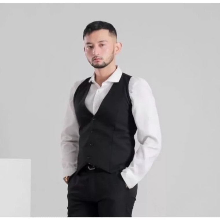 KODE M38S rompi Hitam Waiter Hotel Cafe Restoran  Vest Jas Formal Hitam  Rompi Jas Formal Pria  Vest