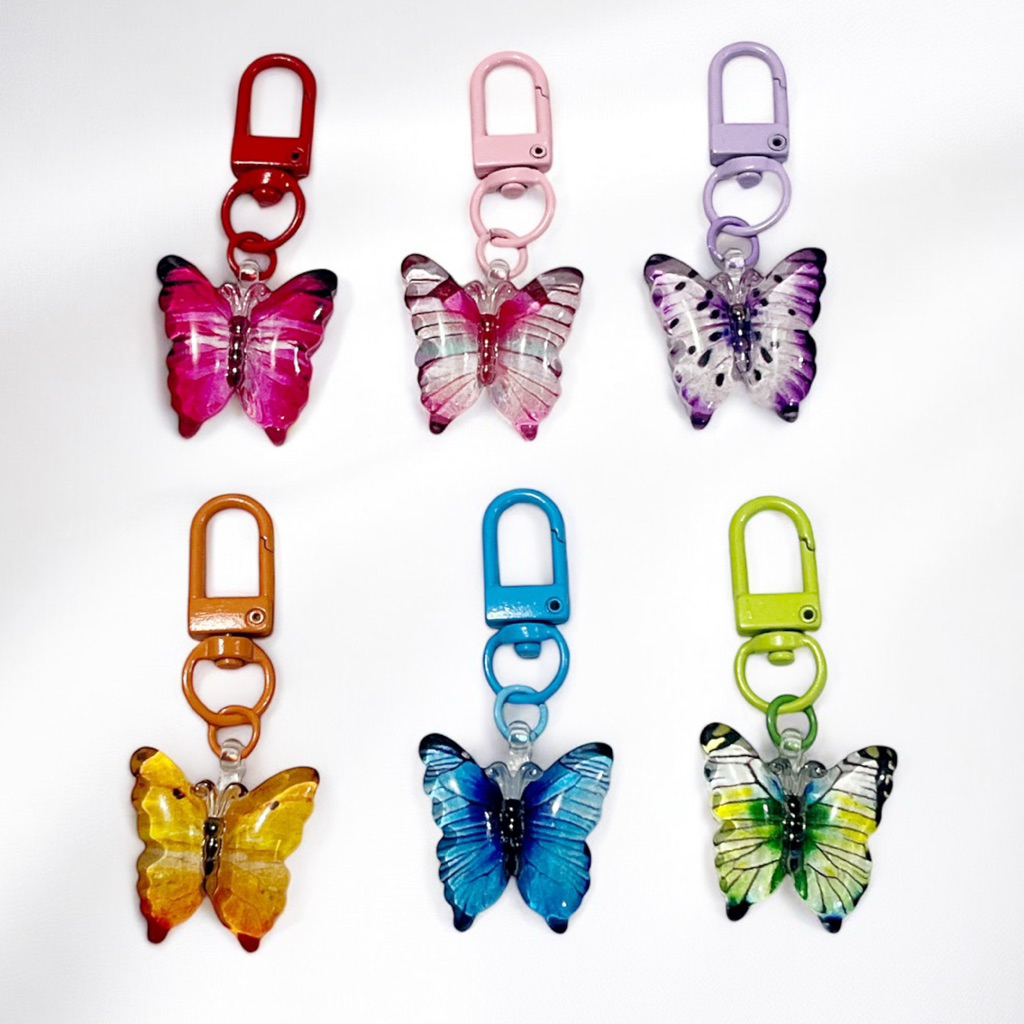 Kael Butterfly Keychain Gantungan Kunci Tas Charm Kupu Kupu Resin Bag Charm Ganci Key Chain