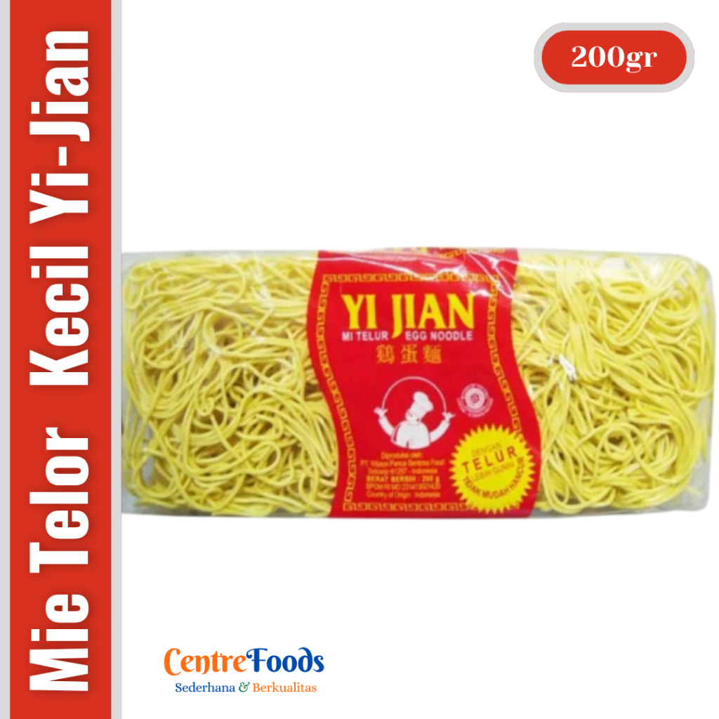 

Mie Telor Kecil - Mi Telur Kecil Cap YI JIAN | 200gr [ Harga Per BKS ]