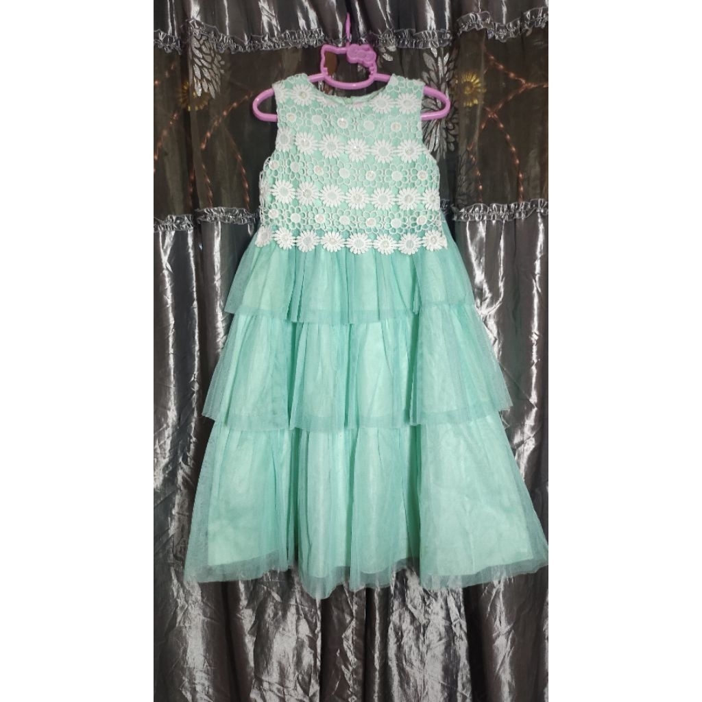 SALE BAJU DRESS ANAK ESTRELLA GAUN PESTA (HIJAU TOSCA) PRELOVED