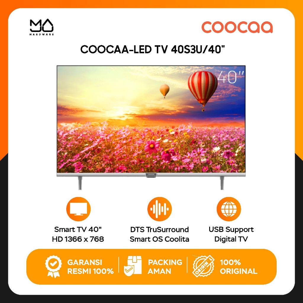 LED TV Coocaa 40 inch 40S3U Smart LED TV Digital Bezel Less Smart TV