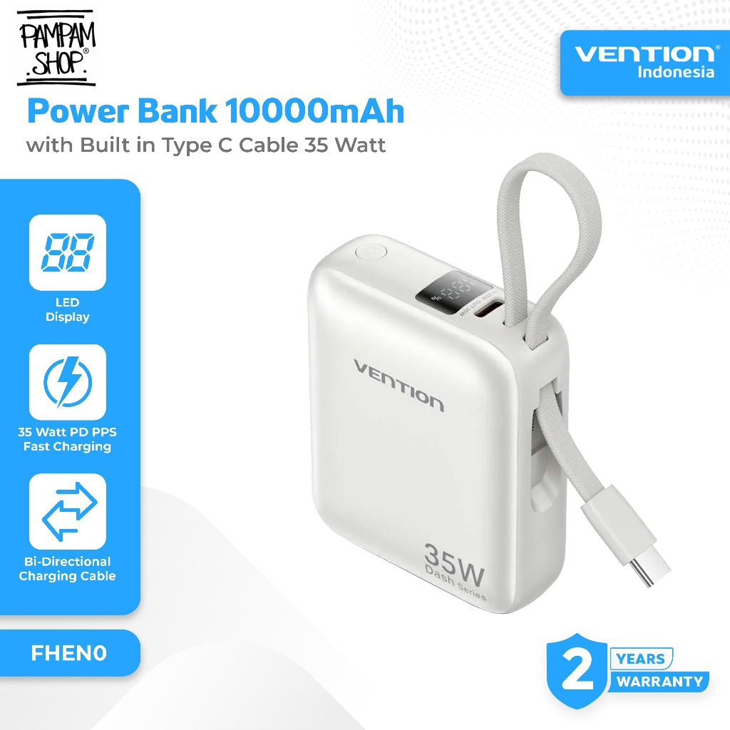 VENTION FHEN0 Mini Power Bank Dash Series 10000mAh Super Fast Charging 35W 3A PD Power Delivery PPS 