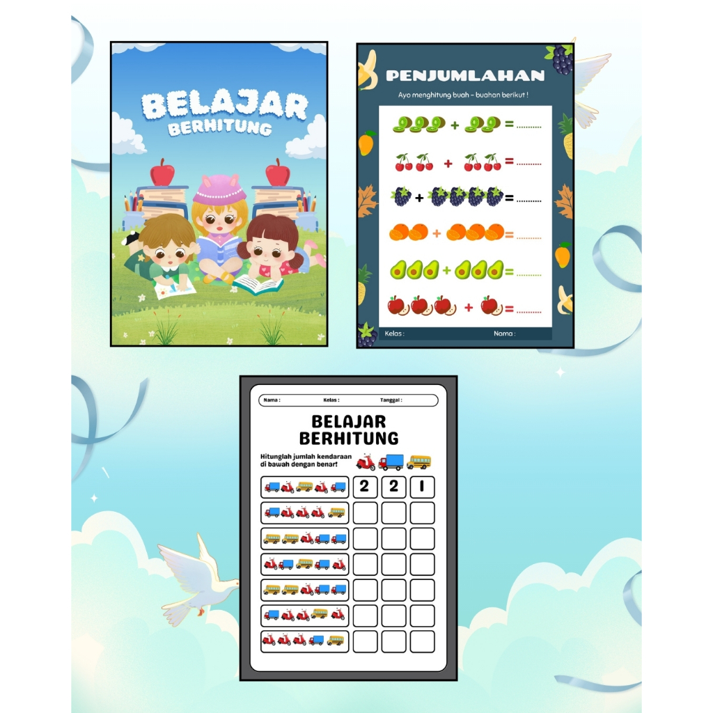 

LEMBAR KERJA - WHORKSHEET - AKTIVITAS BELAJAR - BERHITUNG - ANGKA ANAK PAUD - TK